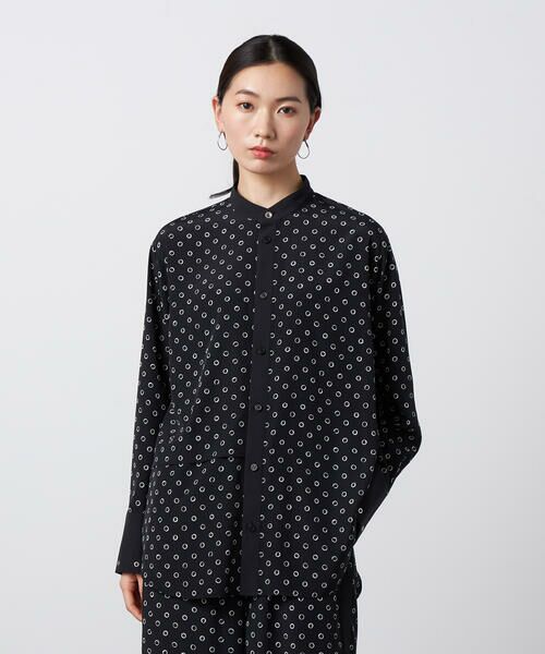 Precious Mild / プレシャスマイルド シャツ・ブラウス | ハトメプリント シャツ（05:ブラック）