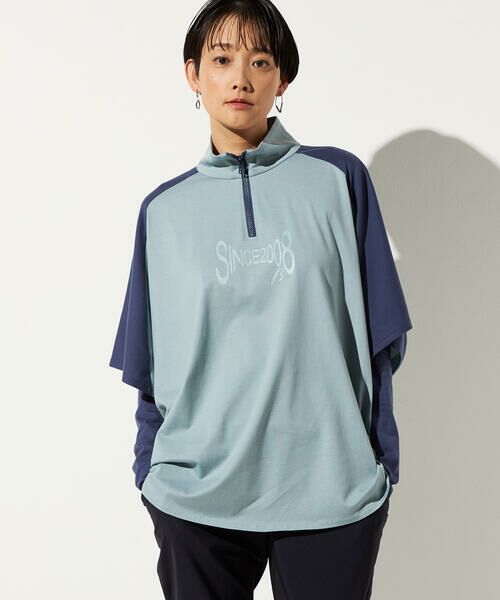 Precious Mild / プレシャスマイルド カットソー | アームカバー付き 配色プルオーバー（23:サックスブルー）