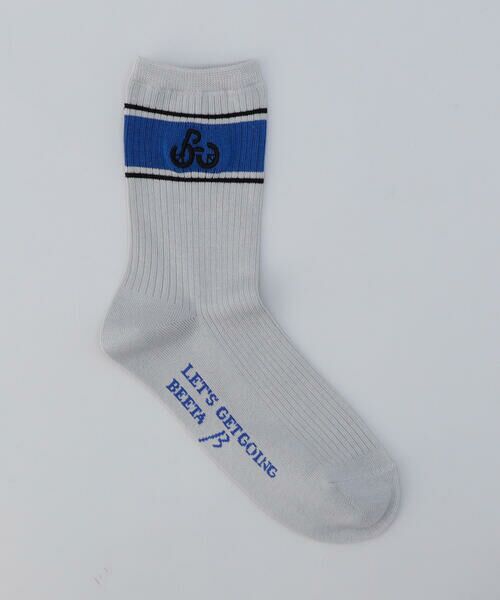 Precious Mild / プレシャスマイルド ソックス | ライン＋サイクリング刺繍 ソックス（04:グレー）