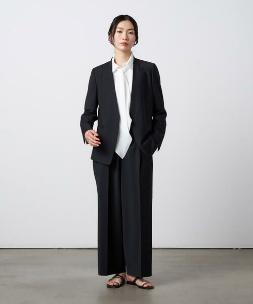 Precious Mild / プレシャスマイルド ノーカラージャケット | 【セットアップ対応】2WAYストレッチ カーディガンジャケット ブラック | 詳細2