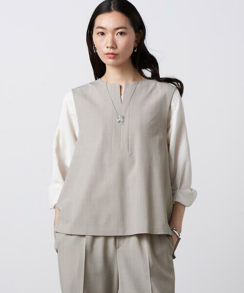 Precious Mild / プレシャスマイルド シャツ・ブラウス | 【セットアップ対応】2WAYストレッチ ジレセットアップ ライトグレー（03:ライトグレー）