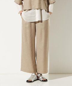 麻調合繊 ワンタックワイドパンツ