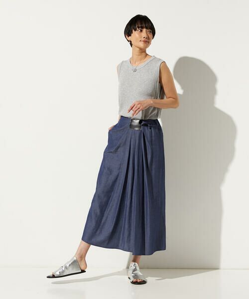 Precious Mild / プレシャスマイルド ロング・マキシ丈スカート | ナチュラルシャンブレー ドレープスカート | 詳細2