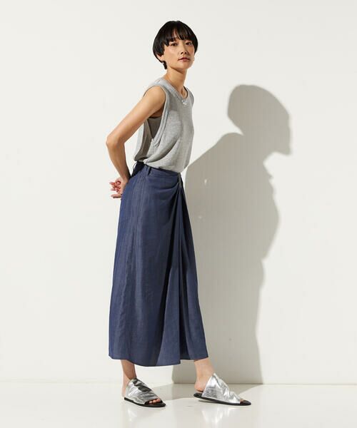 Precious Mild / プレシャスマイルド ロング・マキシ丈スカート | ナチュラルシャンブレー ドレープスカート | 詳細3