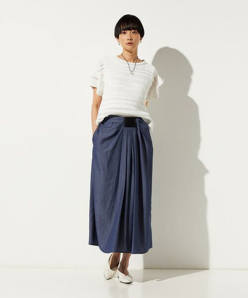 Precious Mild / プレシャスマイルド ロング・マキシ丈スカート | ナチュラルシャンブレー ドレープスカート | 詳細4