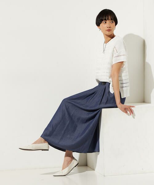 Precious Mild / プレシャスマイルド ロング・マキシ丈スカート | ナチュラルシャンブレー ドレープスカート | 詳細5