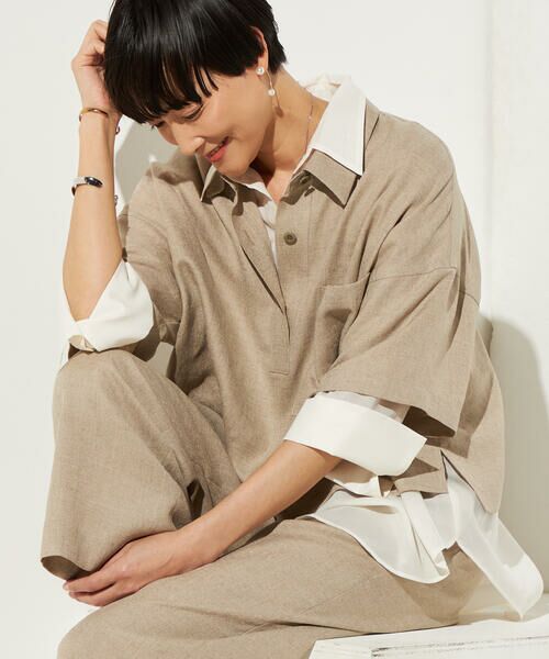 Precious Mild / プレシャスマイルド その他トップス | 麻調合繊 レイヤードポロシャツ（15:亜麻）