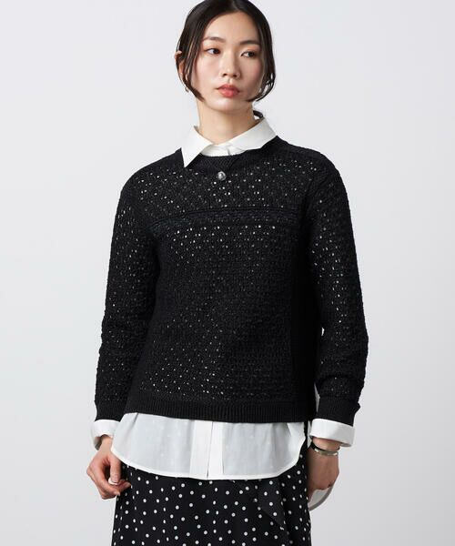 Precious Mild / プレシャスマイルド カーディガン・ボレロ | ペーパーヤーン メッシュカーディガン（05:ブラック）