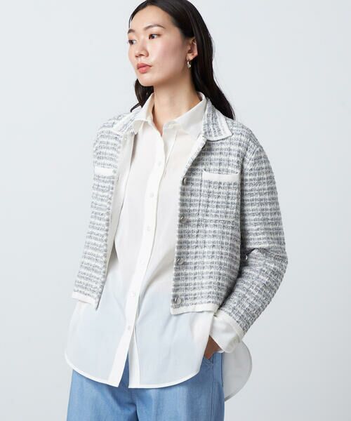 Precious Mild / プレシャスマイルド カーディガン・ボレロ | ツイードニット ジャケット（04:グレー）