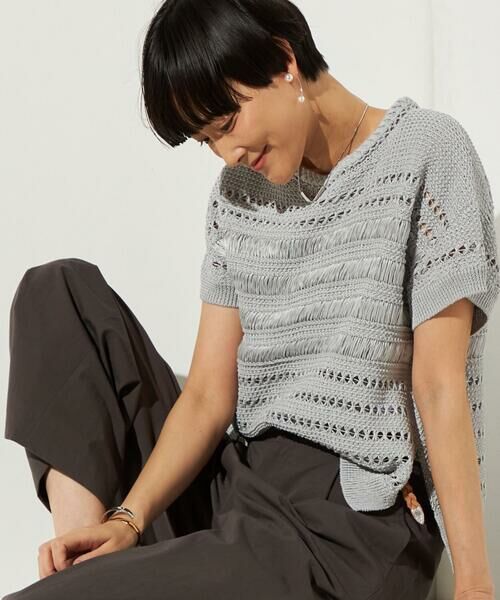 Precious Mild / プレシャスマイルド ニット・セーター | テープヤーンレーシーニットプルオーバー（04:グレー）