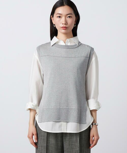 Precious Mild / プレシャスマイルド ニット・セーター | ドライタッチコットン ラメ切り替えベスト | 詳細6