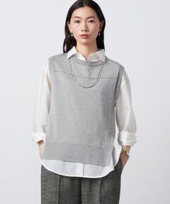 Precious Mild / プレシャスマイルド ニット・セーター | 〔 +サイズ 〕 ドライタッチコットン ラメ切り替えベスト