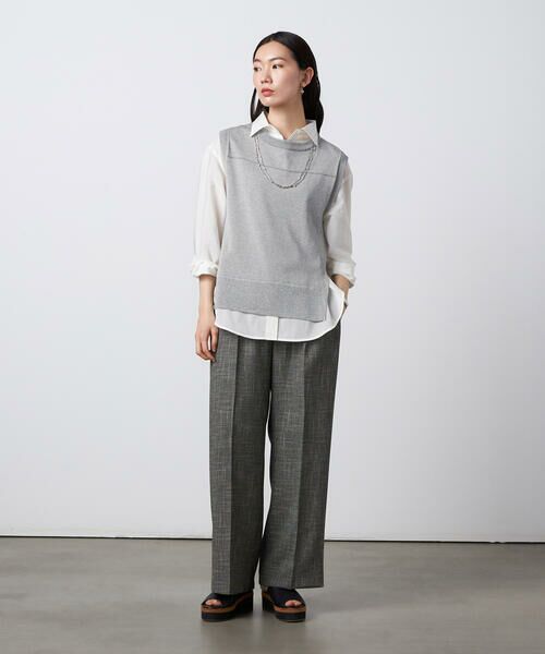 Precious Mild / プレシャスマイルド ニット・セーター | 〔 +サイズ 〕 ドライタッチコットン ラメ切り替えベスト | 詳細1