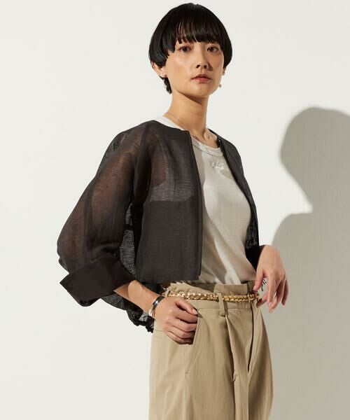 Precious Mild / プレシャスマイルド ブルゾン | 〔 +サイズ 〕 綿麻カラミ ブルゾン（08:チャコール）