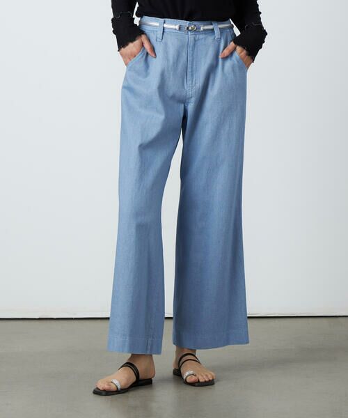 Precious Mild / プレシャスマイルド デニムパンツ | 〔 +サイズ 〕 セミフレア デニムパンツ（23:サックス）