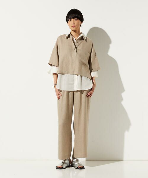 Precious Mild / プレシャスマイルド その他パンツ | 〔 +サイズ 〕 麻調合繊 ワンタックワイドパンツ | 詳細6