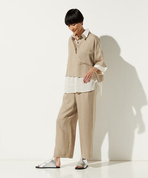 Precious Mild / プレシャスマイルド その他パンツ | 〔 +サイズ 〕 麻調合繊 ワンタックワイドパンツ | 詳細7