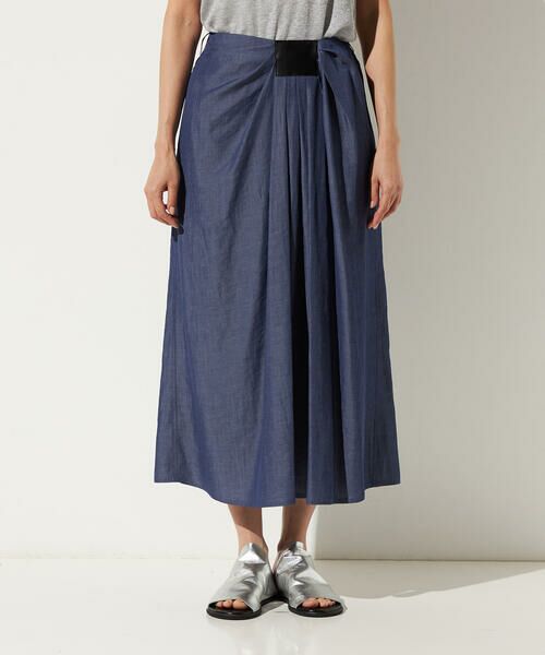 Precious Mild / プレシャスマイルド ロング・マキシ丈スカート | 〔 +サイズ 〕 ナチュラルシャンブレー ドレープスカート | 詳細10