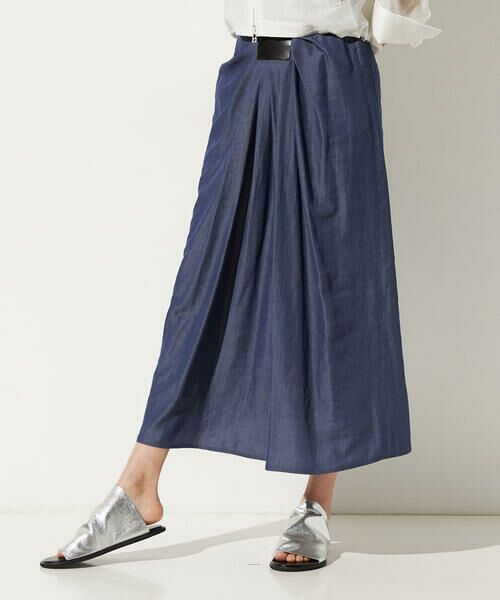Precious Mild / プレシャスマイルド ロング・マキシ丈スカート | 〔 +サイズ 〕 ナチュラルシャンブレー ドレープスカート | 詳細8