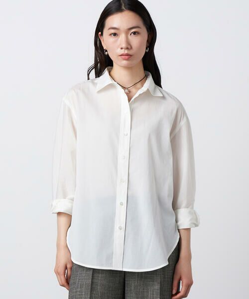 Precious Mild / プレシャスマイルド シャツ・ブラウス | 〔 +サイズ 〕 トリアセ シアーシャツ（02:オフホワイト）
