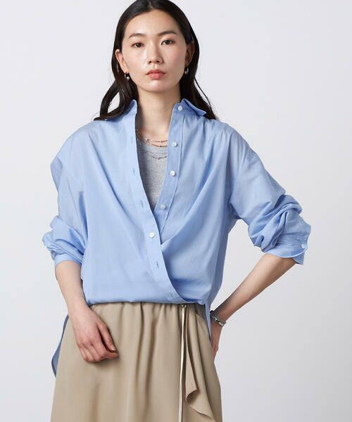 Precious Mild / プレシャスマイルド シャツ・ブラウス | 〔 +サイズ 〕 トリアセ シアーシャツ（23:サックスブルー）