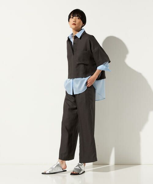 Precious Mild / プレシャスマイルド その他トップス | 〔 +サイズ 〕 麻調合繊 レイヤードポロシャツ | 詳細1