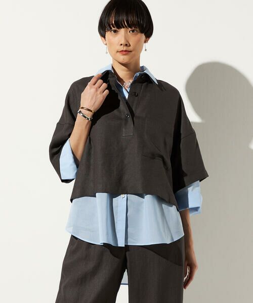 Precious Mild / プレシャスマイルド その他トップス | 〔 +サイズ 〕 麻調合繊 レイヤードポロシャツ | 詳細4