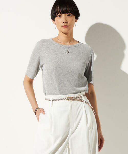 Precious Mild / プレシャスマイルド カットソー | 〔 +サイズ 〕 ラメテレコ Tシャツ（03:ライトグレー）