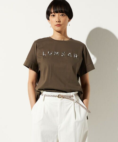 Precious Mild / プレシャスマイルド Tシャツ | LUMEARビジュー刺繍 Tシャツ(14:ブラウン)