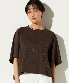 Precious Mild / プレシャスマイルド Tシャツ | 〔 +サイズ 〕 スクエア柄ガラスビーズ刺繍 Tシャツ
