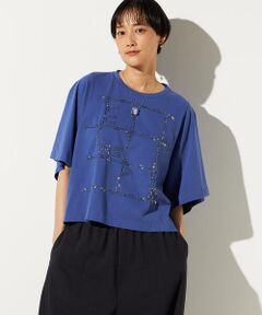 Precious Mild / プレシャスマイルド Tシャツ | 〔 +サイズ 〕 スクエア柄ガラスビーズ刺繍 Tシャツ