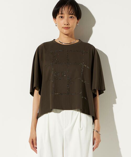 Precious Mild / プレシャスマイルド Tシャツ | 〔 +サイズ 〕 スクエア柄ガラスビーズ刺繍 Tシャツ | 詳細10