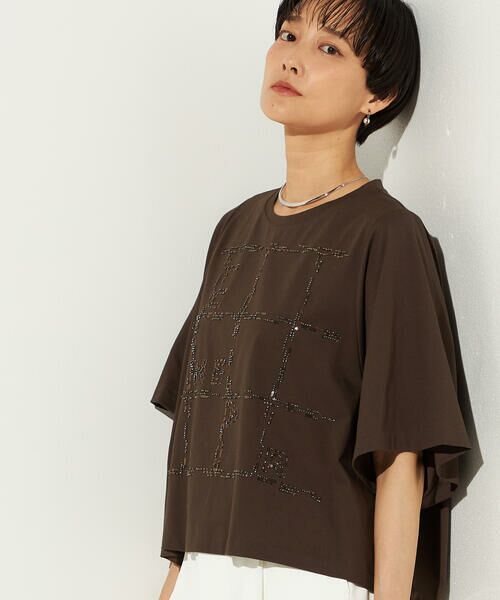 Precious Mild / プレシャスマイルド Tシャツ | 〔 +サイズ 〕 スクエア柄ガラスビーズ刺繍 Tシャツ | 詳細6