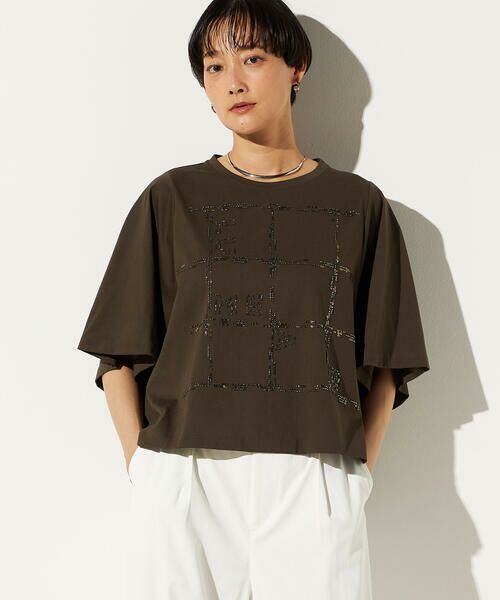 Precious Mild / プレシャスマイルド Tシャツ | 〔 +サイズ 〕 スクエア柄ガラスビーズ刺繍 Tシャツ | 詳細7