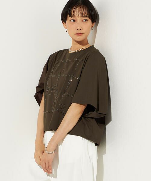 Precious Mild / プレシャスマイルド Tシャツ | 〔 +サイズ 〕 スクエア柄ガラスビーズ刺繍 Tシャツ | 詳細9