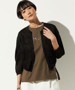 Precious Mild / プレシャスマイルド ブルゾン | 〔 +サイズ 〕 コットンポリラメ レーシーブルゾン
