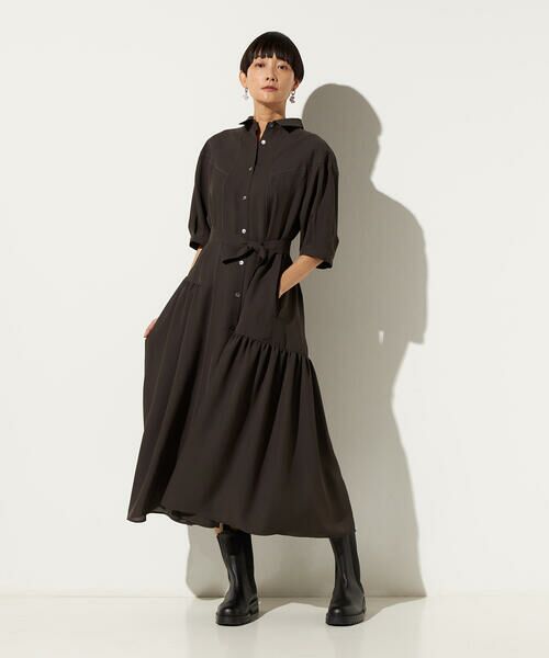 Precious Mild / プレシャスマイルド ロング・マキシ丈ワンピース | シルキードライツイル ステッチライン ロングシャツドレス | 詳細4