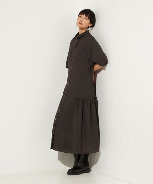 Precious Mild / プレシャスマイルド ロング・マキシ丈ワンピース | シルキードライツイル ステッチライン ロングシャツドレス | 詳細6