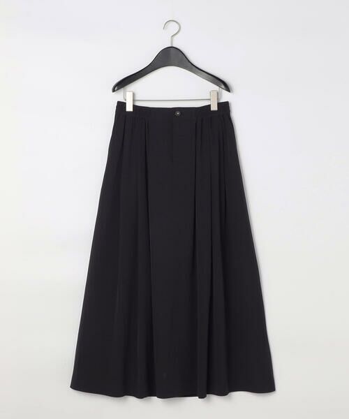 Precious Mild / プレシャスマイルド ロング・マキシ丈スカート | ナイロン2WAYストレッチ タックギャザーロングスカート（05:ブラック）