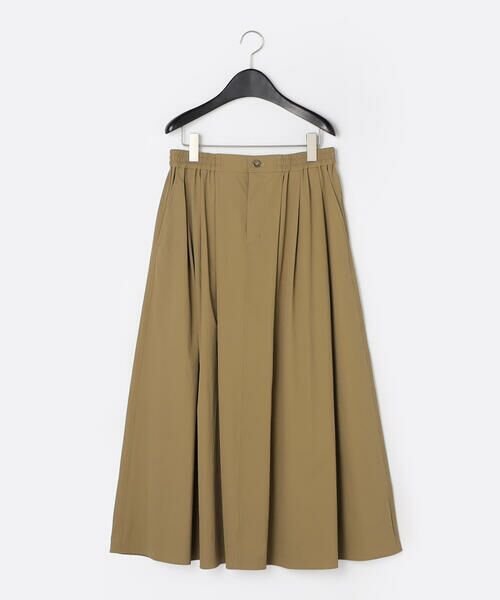 Precious Mild / プレシャスマイルド ロング・マキシ丈スカート | ナイロン2WAYストレッチ タックギャザーロングスカート（16:キャメル）