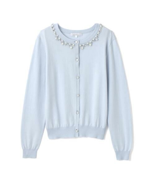 ＊＊PROPORTION BODY DRESSING / プロポーションボディドレッシング　 カーディガン・ボレロ | ギンガムビジューアンサンブルニットカーディガン（ブルー）