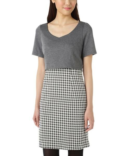 ＊＊PROPORTION BODY DRESSING / プロポーションボディドレッシング　 ワンピース | 千鳥ジャガードワンピース（グレー1）