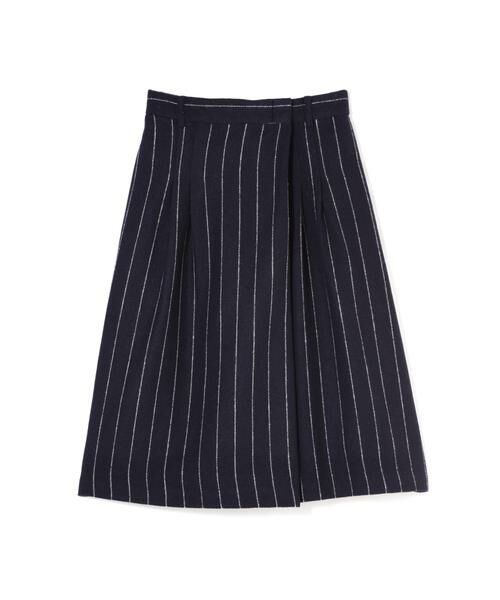 ＊＊PROPORTION BODY DRESSING / プロポーションボディドレッシング　 パンツ | 《BLANCHIC》ペンシルストライプラップガウチョパンツ（ネイビー）