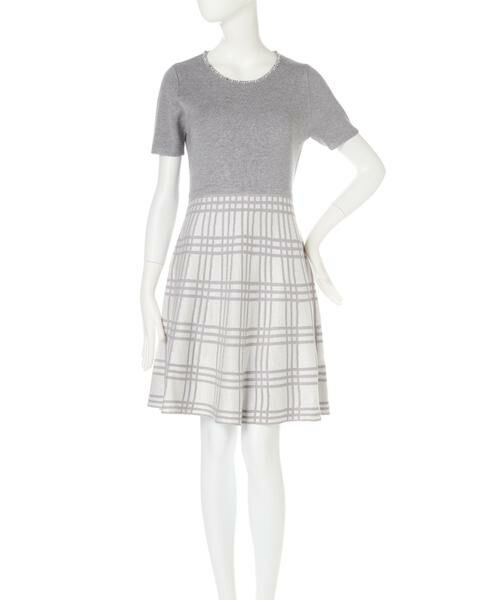 ＊＊PROPORTION BODY DRESSING / プロポーションボディドレッシング　 ワンピース | チェックニットジャガードワンピース | 詳細1