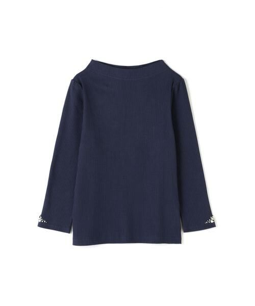 ＊＊PROPORTION BODY DRESSING / プロポーションボディドレッシング　 カットソー | リブテレコ ポイントビジューカットソー（ネイビー）