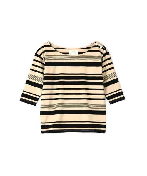 ＊＊PROPORTION BODY DRESSING / プロポーションボディドレッシング　 カットソー | ランダムボーダーカットソー（ベージュ×BK1）