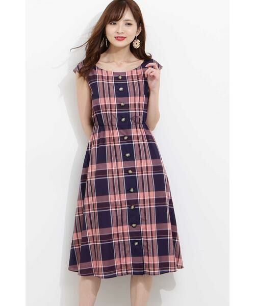 セール シアーマドラスべっ甲ボタンフレアワンピース ワンピース Proportion Body Dressing プロポーションボディドレッシング ファッション通販 タカシマヤファッションスクエア