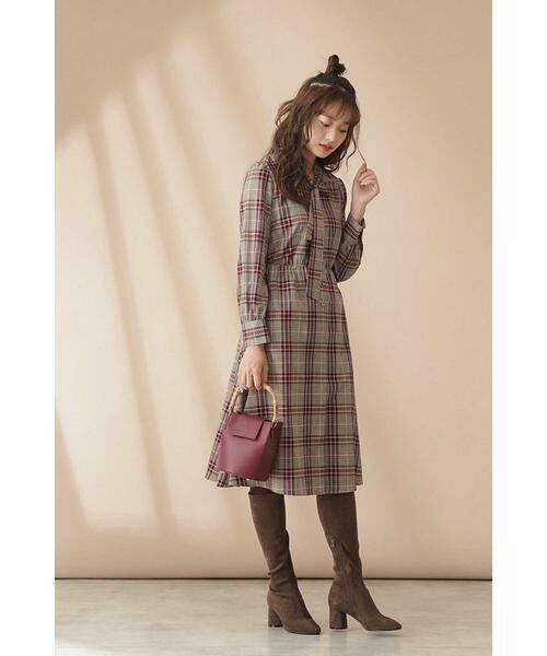 セール チェックボウタイワンピース ワンピース Proportion Body Dressing プロポーションボディドレッシング ファッション通販 タカシマヤファッションスクエア