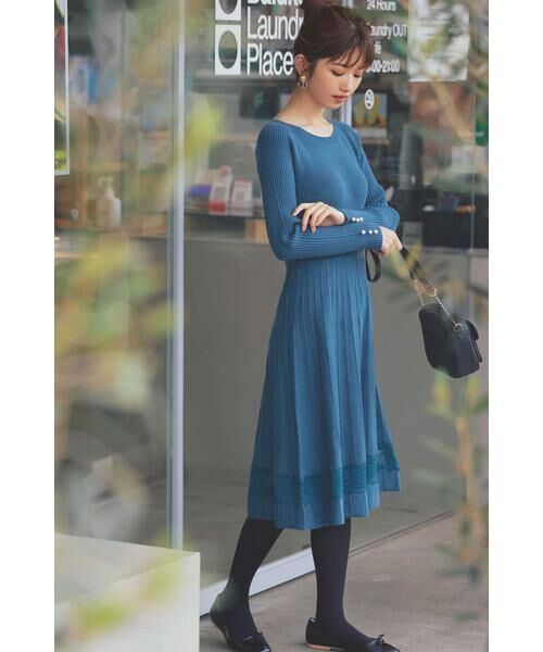 セール レーストリミングプリーツニットワンピース ワンピース Proportion Body Dressing プロポーションボディドレッシング ファッション通販 タカシマヤファッションスクエア