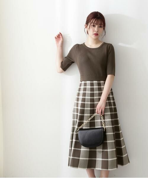 セール ポリエステルチェックニットワンピース ワンピース Proportion Body Dressing プロポーションボディドレッシング ファッション通販 タカシマヤファッションスクエア